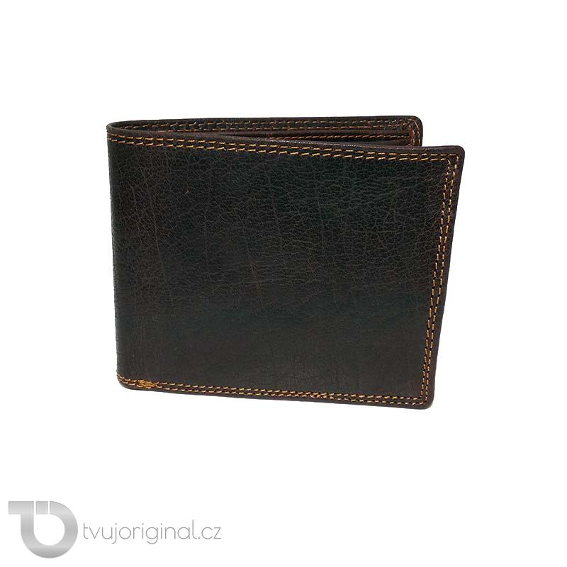 Pánská hnědá kožená peněženka EXCLUSIVE RFID Premium Leather s monogramem a vlastním textem