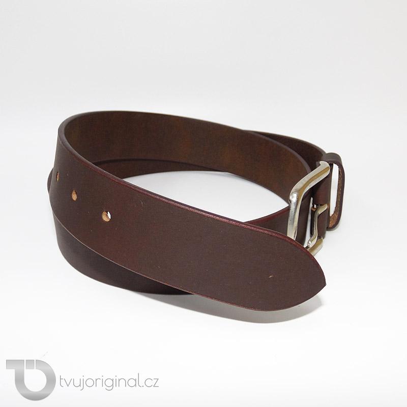 Pánský hnědý kožený pásek BEORIGINAL Leather s monogramem (ražba)