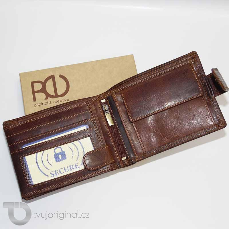 Pánská kožená peněženka Premium Leather s monogramem a vlastním textem