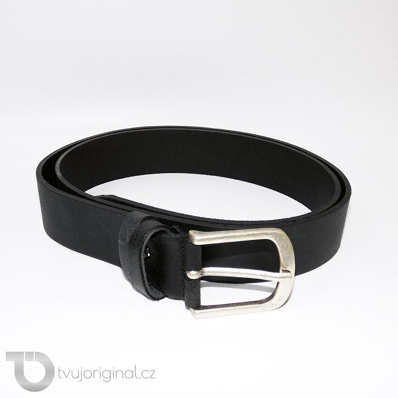 Pánský černý kožený pásek BEORIGINAL Leather s monogramem (ražba)
