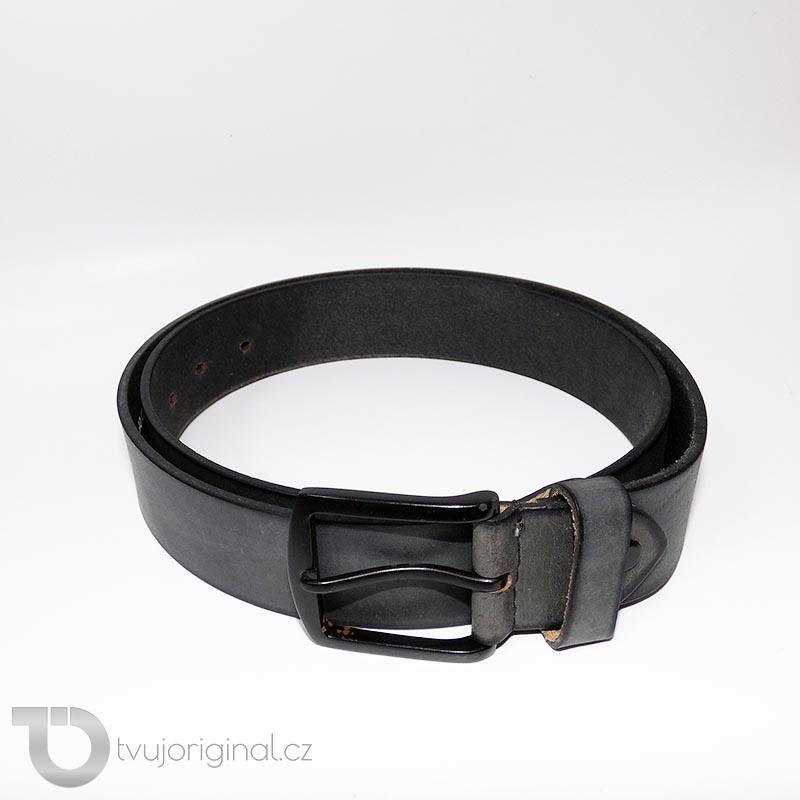 Pánský černý kožený pásek BEORIGINAL Leather s monogramem (ražba)