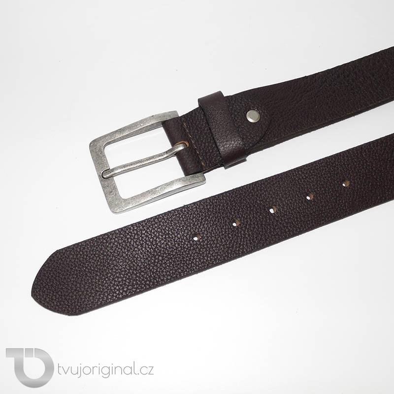 Pánský hnědý kožený pásek BEORIGINAL Leather s monogramem (ražba)
