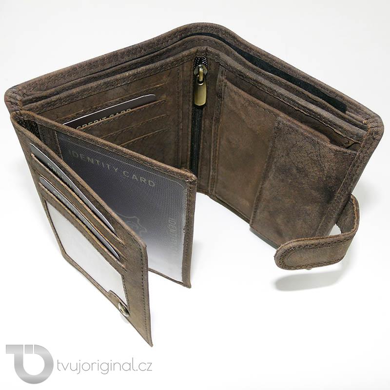Pánská hnědá kožená peněženka GURU Leather s monogramem a vlastním textem