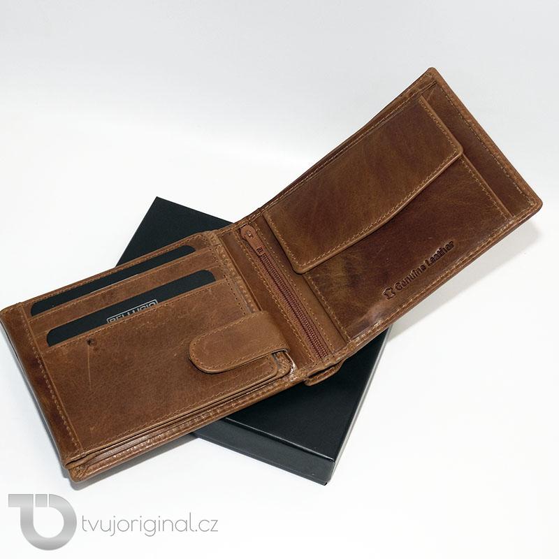 Pánská kožená peněženka Bellugio Leather RFID s monogramem (ražba)