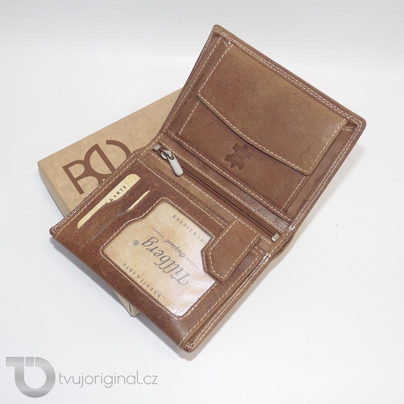 Pánská hnědá kožená peněženka TILLBERG Leather s monogramem, textem nebo fotkou