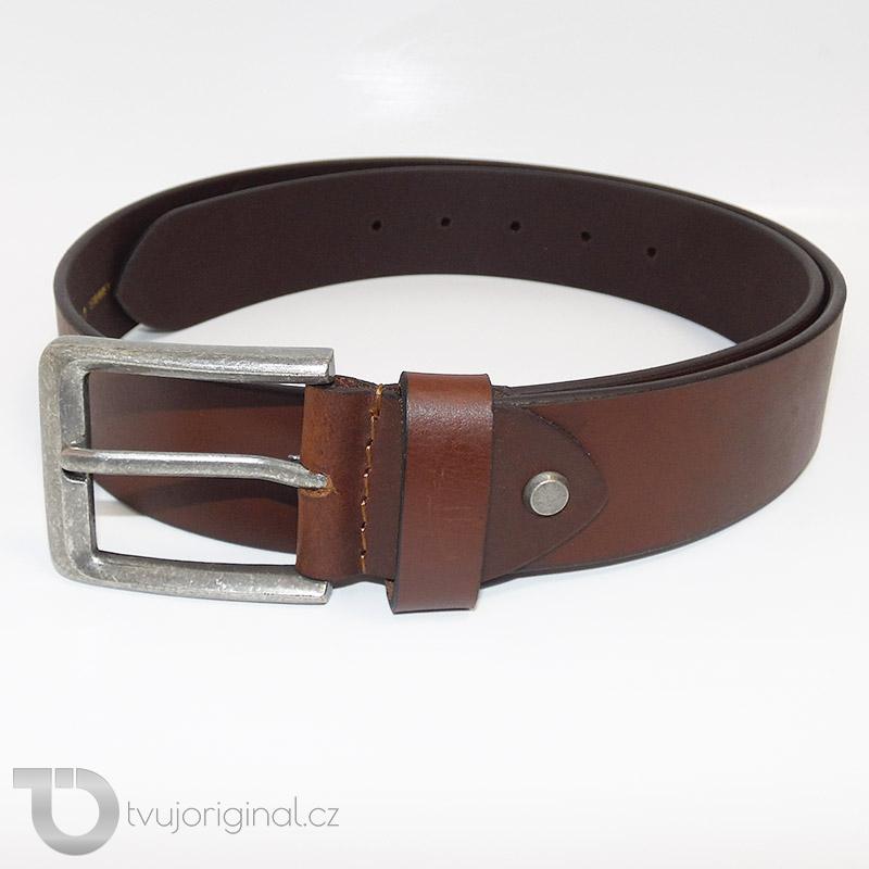 Pánský hnědý kožený pásek BEORIGINAL Leather s monogramem (ražba)