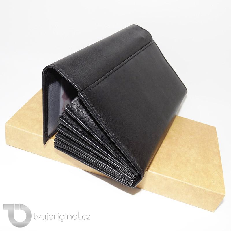 Černá kožená kasírka BELLUGIO Leather s monogramem (ražba)