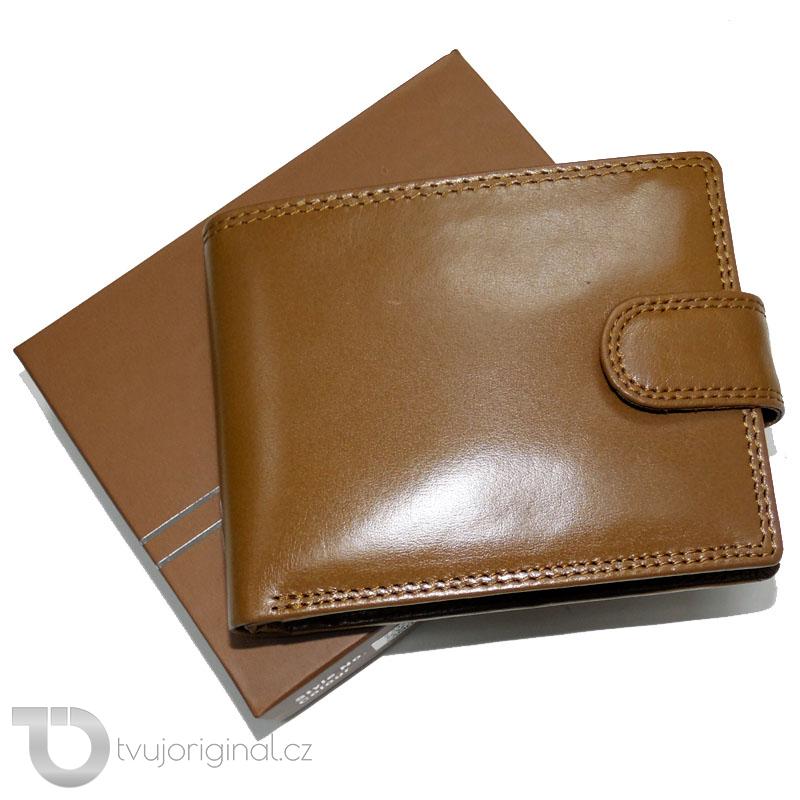 Pánská hnědá kožená peněženka Ricardo Leather RFID s monogramem (ražba)