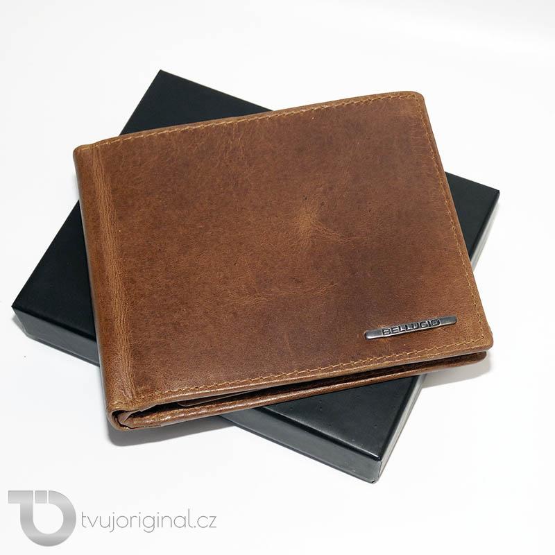 Pánská kožená peněženka Bellugio Leather RFID s monogramem (ražba)