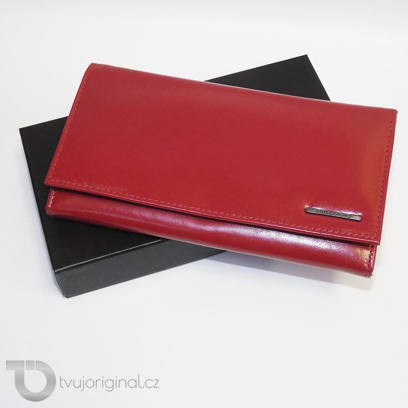 Dámská červená kožená peněženka BELLUGIO Leather s monogramem a vlastním textem