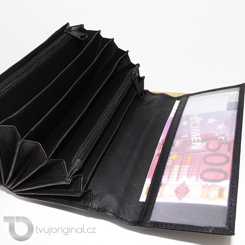 Černá kožená kasírka BELLUGIO Leather s monogramem (ražba)