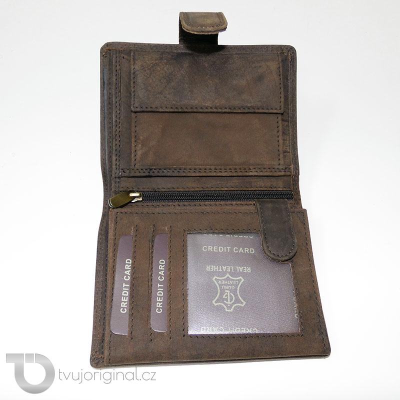 Pánská hnědá kožená peněženka GURU Leather s monogramem a vlastním textem