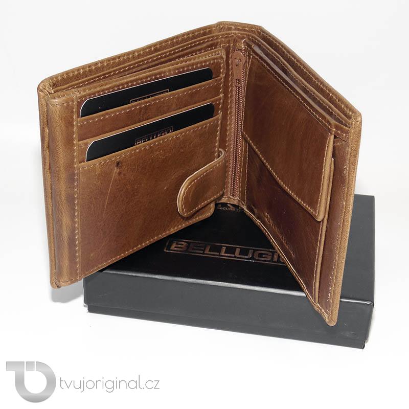Pánská kožená peněženka Bellugio Leather RFID s monogramem (ražba)