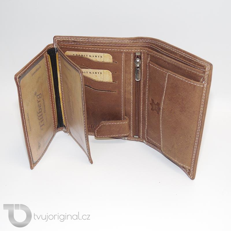 Pánská hnědá kožená peněženka TILLBERG Leather s monogramem, textem nebo fotkou