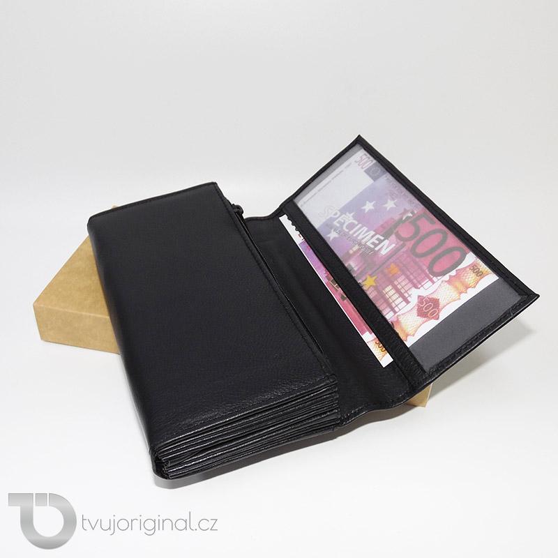 Černá kožená kasírka BELLUGIO Leather s monogramem (ražba)