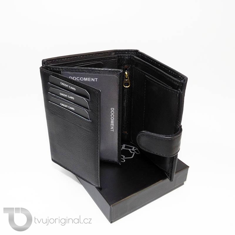 Pánská černá kožená peněženka RFID BEORIGINAL Leather s monogramem (ražba)