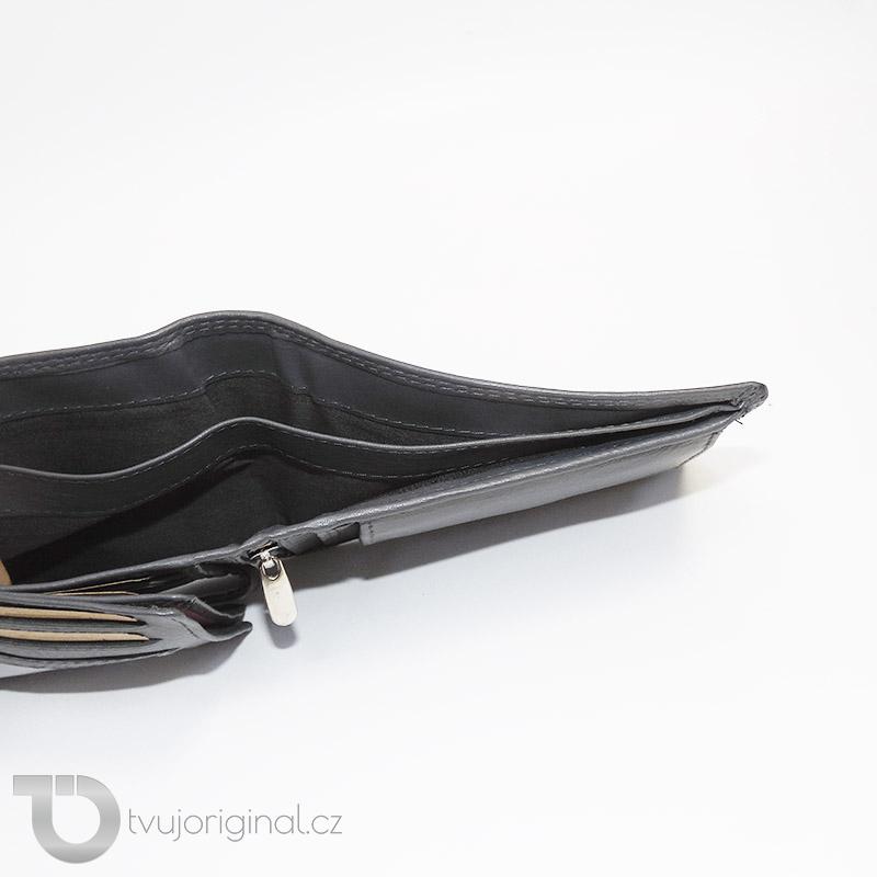 Pánská šedá kožená peněženka BEORIGINAL Leather s monogramem (ražba)
