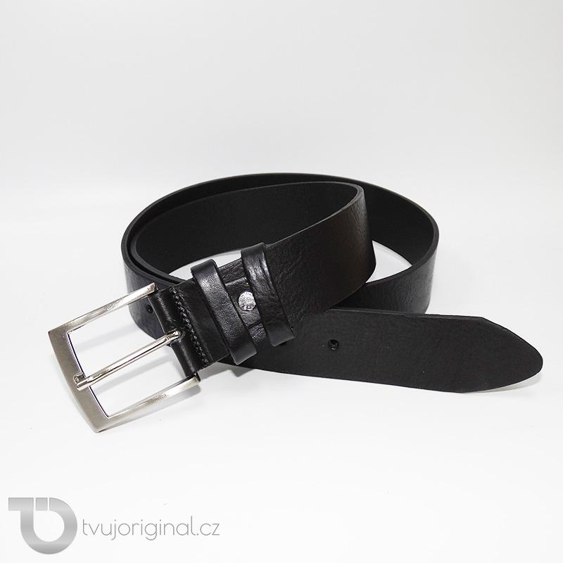 Pánský černý kožený pásek BEORIGINAL Leather s monogramem (ražba)