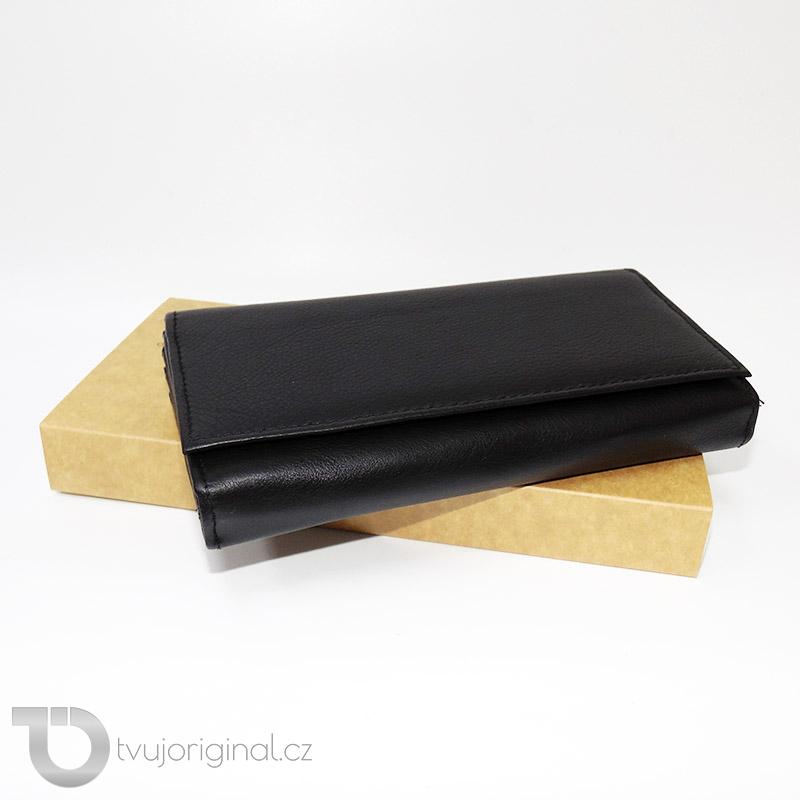 Černá kožená kasírka BELLUGIO Leather s monogramem (ražba)
