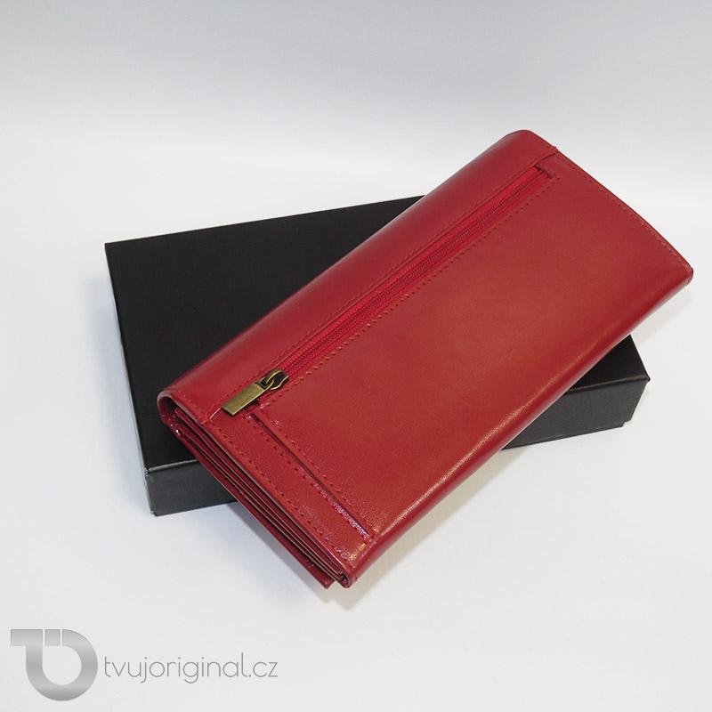 Dámská červená kožená peněženka BELLUGIO Leather s monogramem a vlastním textem